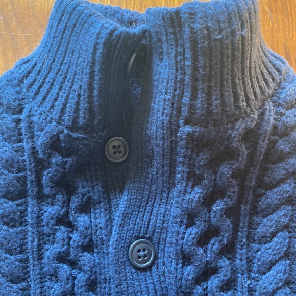 EUC Gap kids boys’ navy mock turtleneck cable knit sweater Sherpa lined collar L - Picture 3 of 5